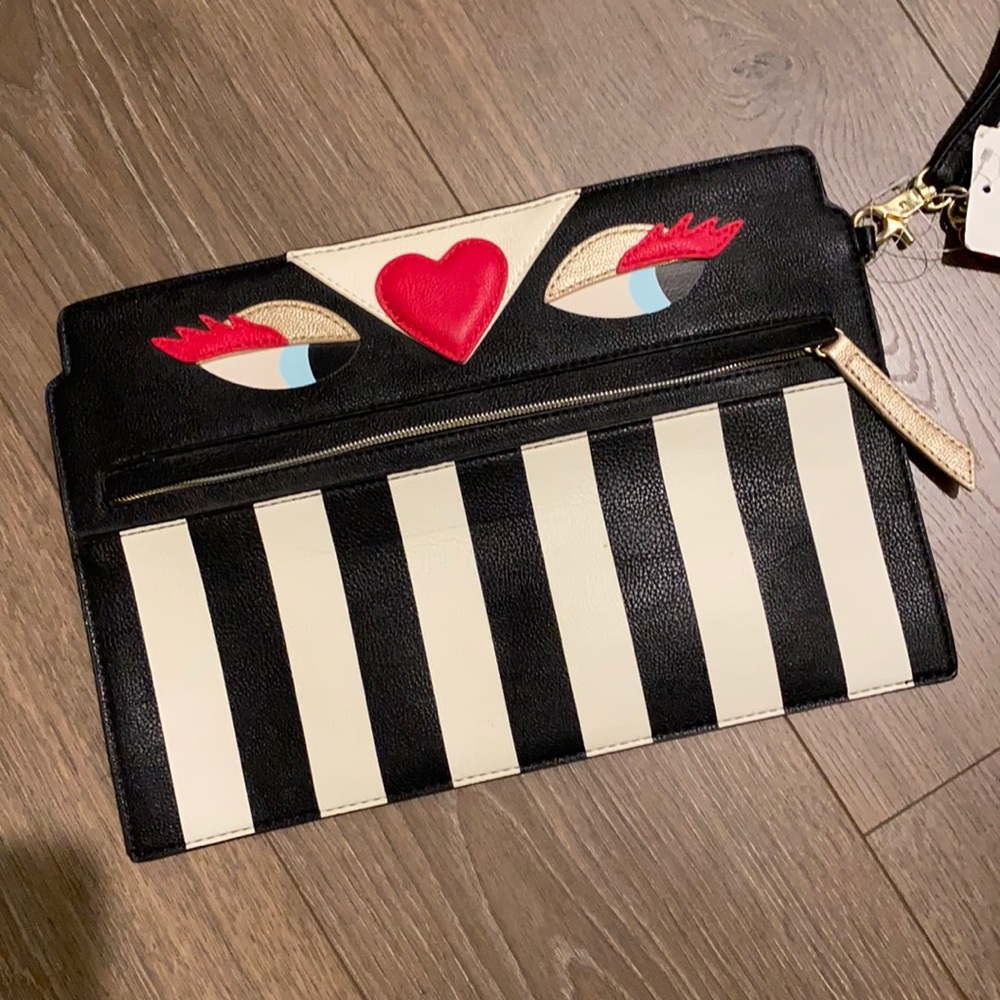 Betsy Johnson Black and White wrist purse